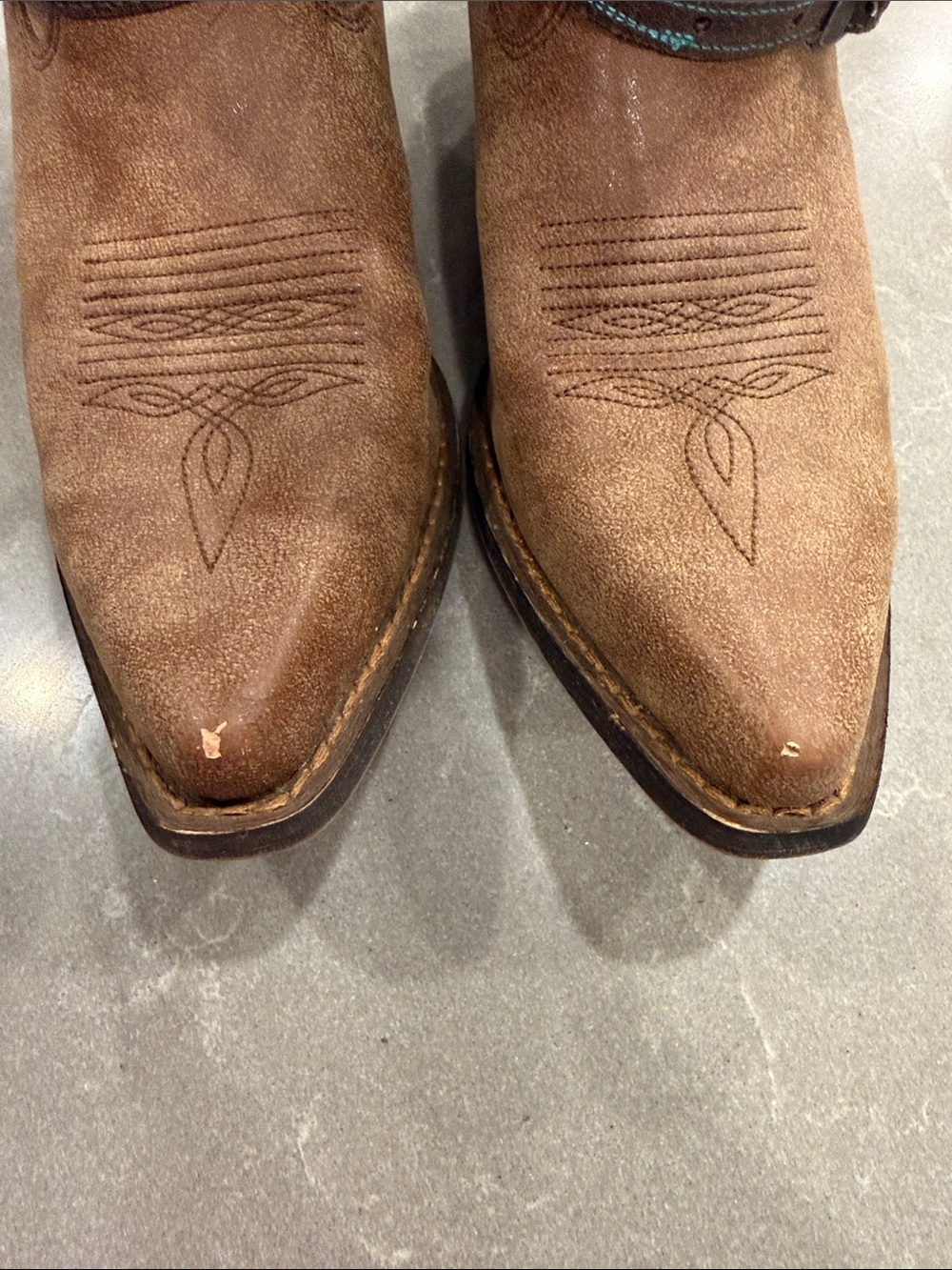 Durango Brown Western Boots with Turquoise & Coral Accents - Picture 5 of 8